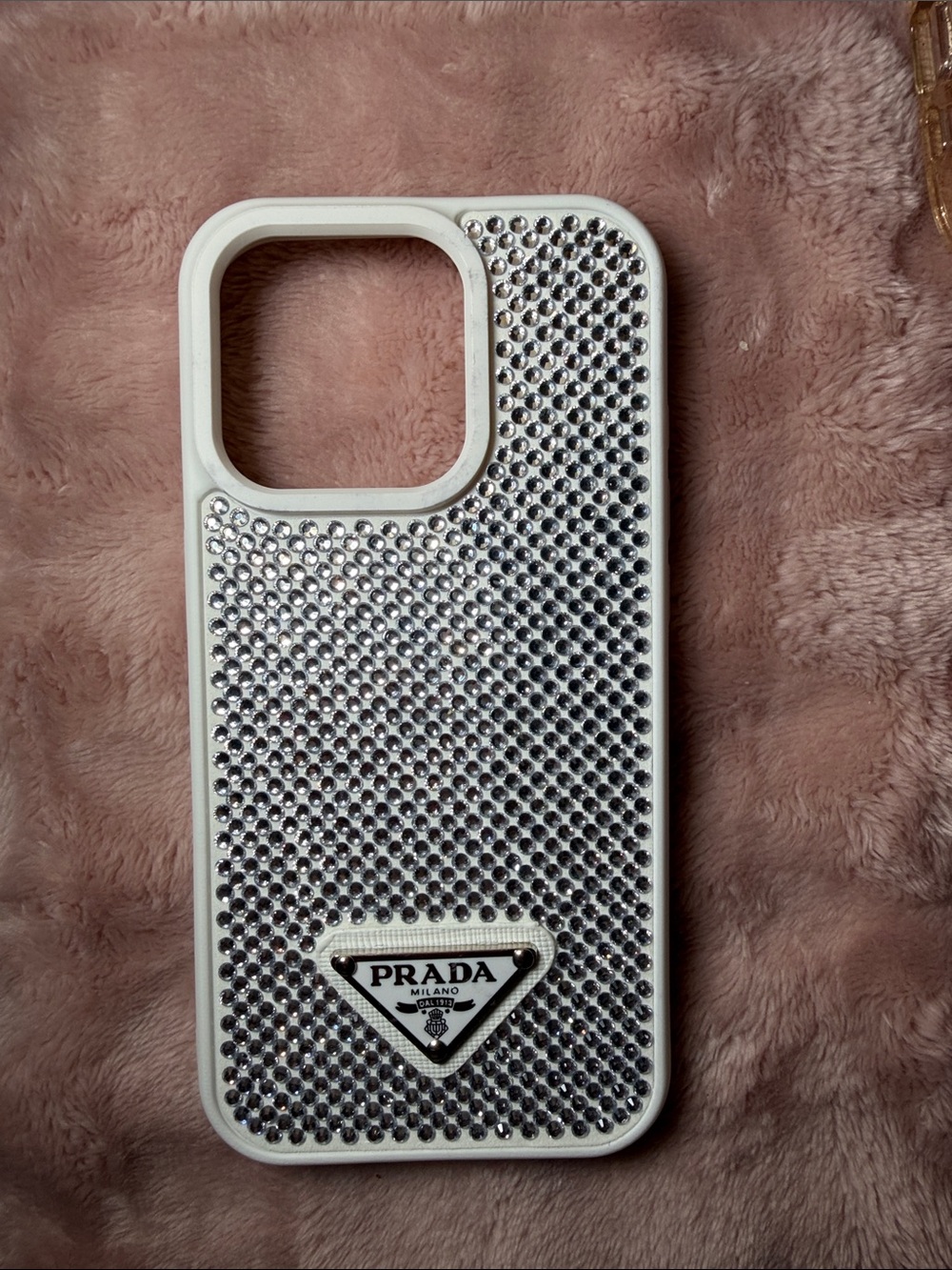 White Silver Crystal-Studded Phone Case
